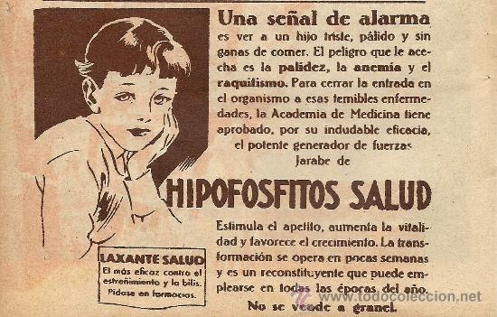 Collezionismo di Riviste e Giornali: Publicidad farmacia. Hipofosfitos Salud - 1933