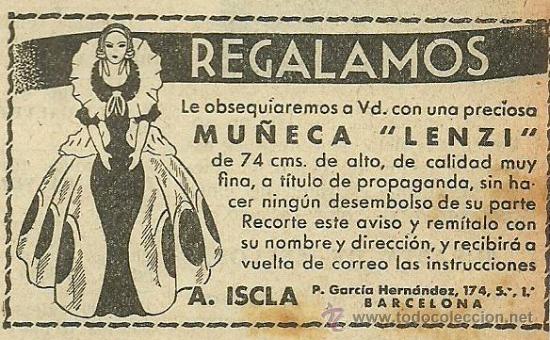 Collection Magazines and Newspapers: Publicidad mu&ntilde;eca Lenzi - 1933