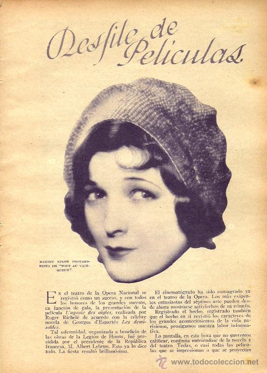 Coleccionismo de revistas y peri&oacute;dicos: * CINE * Marion Nixon - 1933