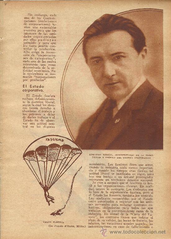 Coleccionismo de revistas y peri&oacute;dicos: * FASCISMO * Italia se transforma en estado corporativo / por Andr&eacute;s Revesz - 1933