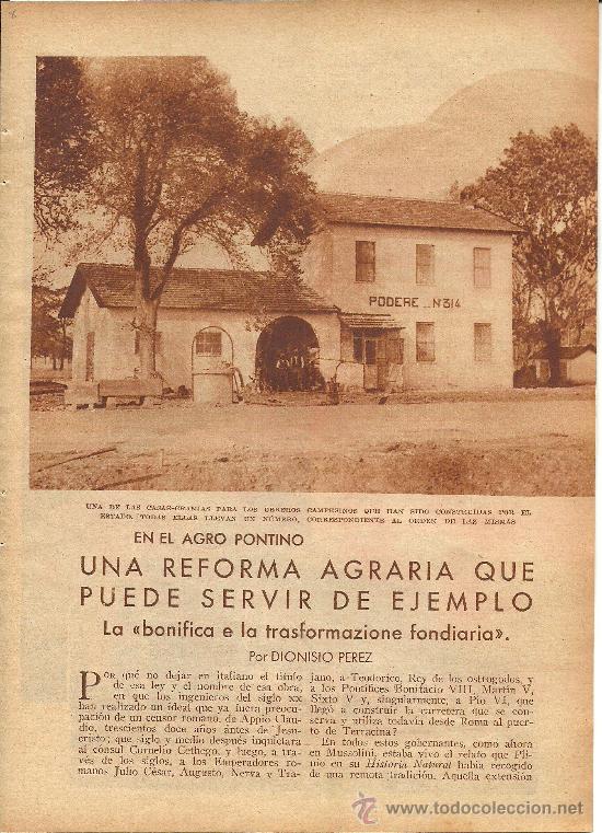 Coleccionismo de revistas y peri&oacute;dicos: * ITALIA * Una reforma agraria que puede servir de ejemplo / por Dionisio P&eacute;rez - 1933