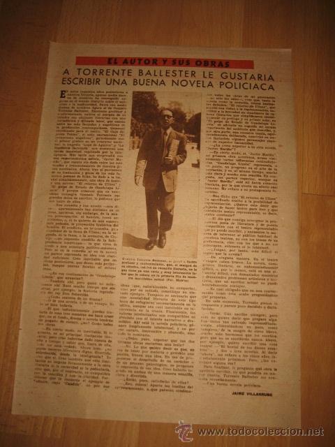 Coleccionismo de Revistas y Peri&oacute;dicos: A TORRENTE BALLESTER LE GUSTARIA ESCRIBIR UNA BUENA  NOVELA POLICIACA HOJA DE REVISTA FOTOS 194?
