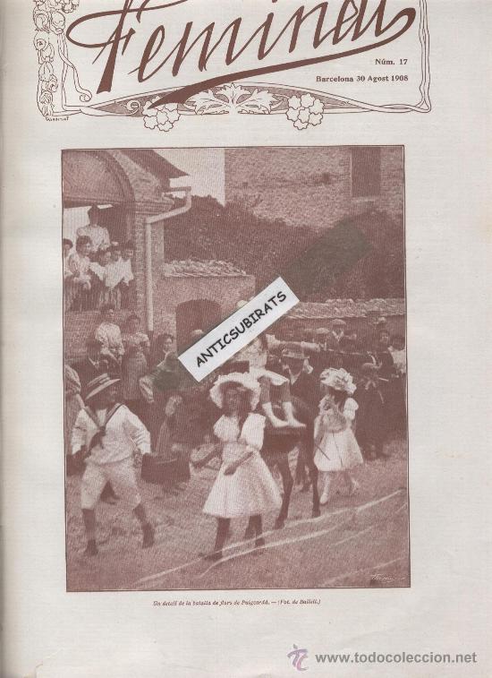 Coleccionismo de Revistas y Peri&oacute;dicos: REVISTA FEMENINA MODERNISTA.MODERNISMO.MODERNISME.A&Ntilde;O 1908.LLORET DE MAR.PUIGCERDA.CALDETES.CALDETAS