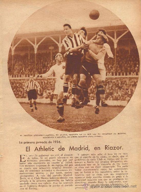 Coleccionismo de revistas y peri&oacute;dicos: * DEPORTES * F&uacute;tbol: Athletic de Madrid en Riazor; esqu&iacute; en Navacerrada y Urquiola ...- 1934