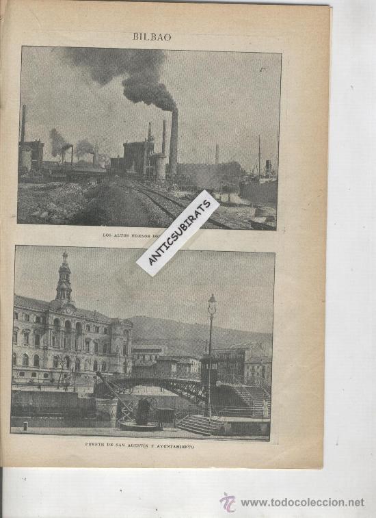 Coleccionismo de Revistas y Peri&oacute;dicos: REVISTA.A&Ntilde;O 1899.FOTOS ANTIGUAS DE BILBAO.ALTOS HORNOS.PUENTE DE SAN AGUSTIN.PORTUGALETE.EL DESIERTO