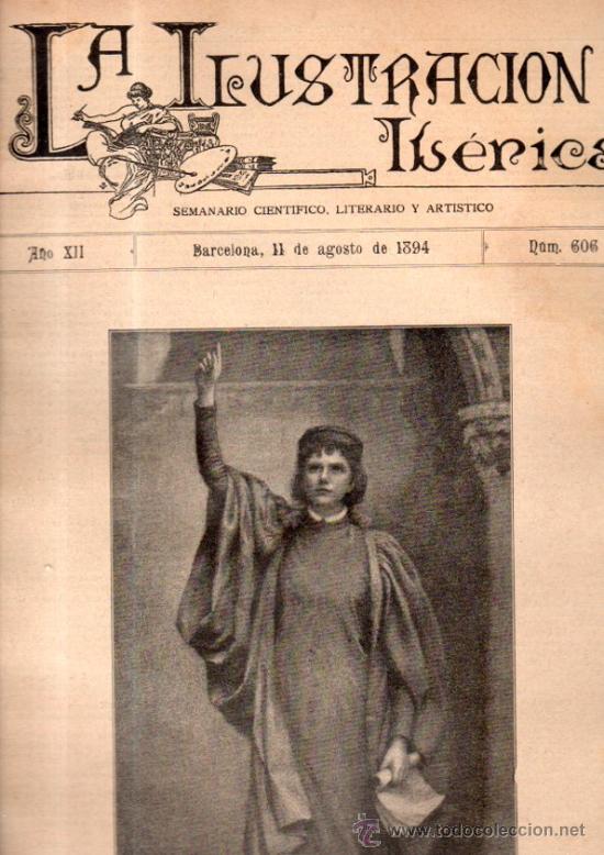 Coleccionismo de Revistas y Peri&oacute;dicos: LA ILUSTRACI&Oacute;N IB&Eacute;RICA, SEMANARIO CIENT&Iacute;FICO, LITERARIO Y ART&Iacute;STICO, A&Ntilde;O XII, BCN, 1894, N&ordm;606, LEER