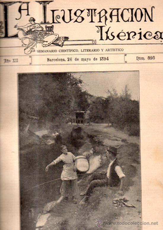 Coleccionismo de Revistas y Peri&oacute;dicos: LA ILUSTRACI&Oacute;N IB&Eacute;RICA, SEMANARIO CIENT&Iacute;FICO, LITERARIO Y ART&Iacute;STICO, A&Ntilde;O XII, BCN, 1894, N&ordm;595, LEER
