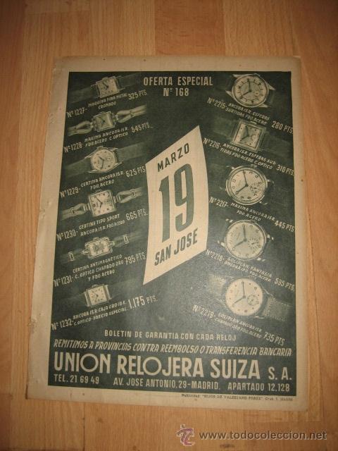 Coleccionismo de revistas y peri&oacute;dicos: PUBLICIDAD UNION RELOJERA SUIZA/AFEITADORA LOINAZ/S.I.C.A. SEGUROS  HOJA REVISTA ABC 1949
