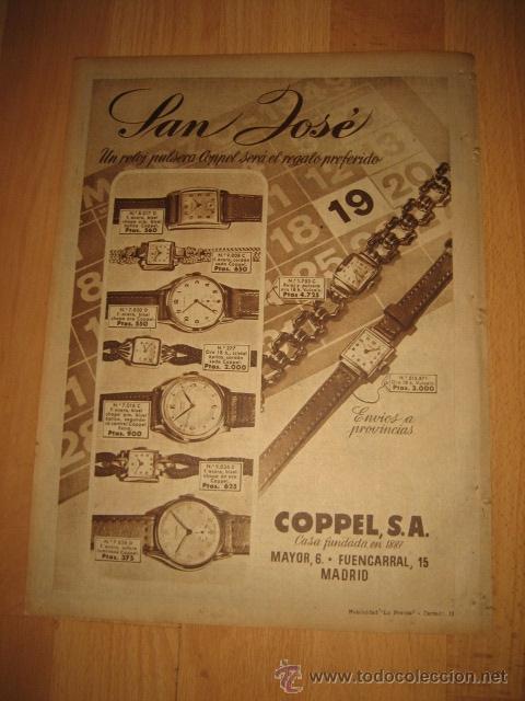 Coleccionismo de Revistas y Peri&oacute;dicos: PUBLICIDAD RELOJES COPPEL  HOJA REVISTA ABC 1949