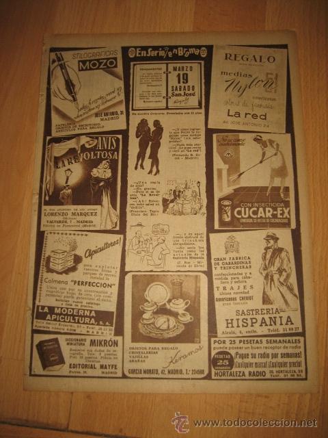Coleccionismo de revistas y peri&oacute;dicos: PUBLICIDAD VARIADA ANIS LA REVOLTOSA/INSECTICIDA CUCAR-EX/ESTILOGRAFICAS MOZO  HOJA REVISTA ABC 1949