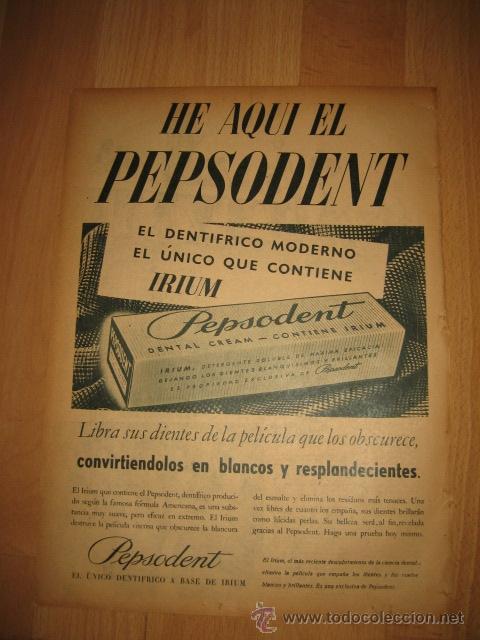 Coleccionismo de Revistas y Peri&oacute;dicos: PUBLICIDAD CREMA DENTAL PEPSODENT  HOJA REVISTA ABC 1949