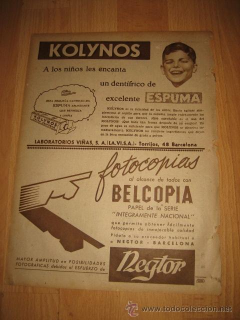Coleccionismo de Revistas y Peri&oacute;dicos: PUBLICIDAD CREMA DENTAL KOLYNOS / FOTOCOPIAS BELCOPIA  HOJA REVISTA ABC 1949