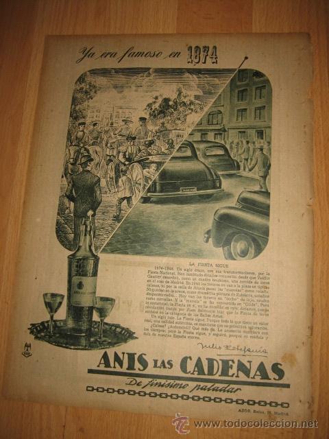 Coleccionismo de revistas y peri&oacute;dicos: PUBLICIDAD ANIS LAS CADENAS HOJA REVISTA ABC 1949