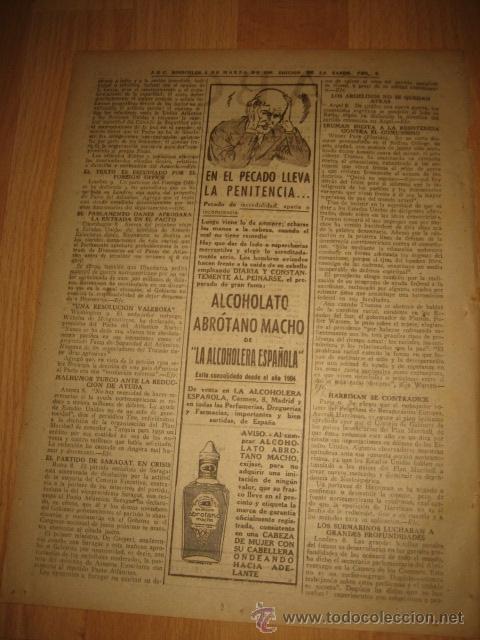 Coleccionismo de revistas y peri&oacute;dicos: PUBLICIDAD ALCOHOLATO ABROTANO MACHO DE LA ALCOHOLERIA ESPA&Ntilde;OLA  HOJA REVISTA ABC 1949