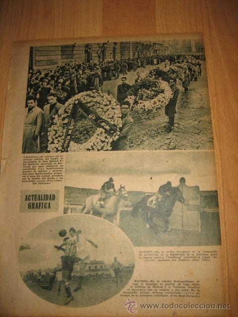 Coleccionismo de revistas y peri&oacute;dicos: VALENCIA ENTIERRO DEL SECRETARIO  DEL FRENTE DE JUVENTUDES MANUEL PI&Ntilde;OL BALLESTHOJA REVISTA ABC 1949