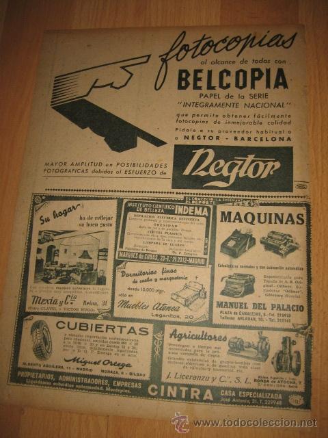 Coleccionismo de revistas y peri&oacute;dicos: PUBLICIDAD VARIADA  REGTOR FOTOCOPIAS/MAQUINAS MANUEL DEL PALACIO HOJA REVISTA ABC 1949