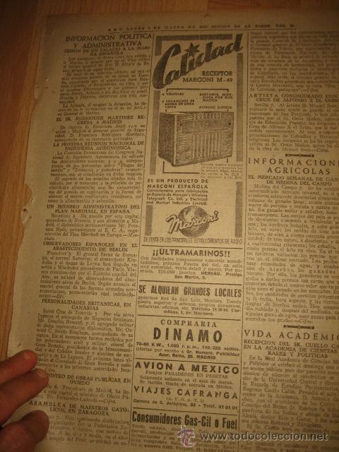 Coleccionismo de revistas y peri&oacute;dicos: RECEPTOR MARCONI M.49 HOJA REVISTA ABC 1949