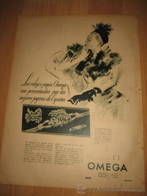 Coleccionismo de Revistas y Peri&oacute;dicos: PUBLICIDAD RELOJES JOYA OMEGA / HIPODROMO DE MADRID CARRERAS DE CABALLOS HOJA REVISTA ABC 1949
