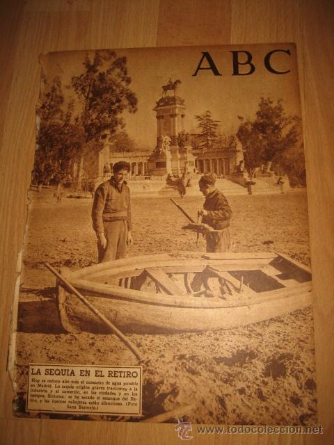 Coleccionismo de Revistas y Peri&oacute;dicos: LA SEQUIA EN EL RETIRO / AGUA DE COLONIA A&Ntilde;EJA HOJA REVISTA ABC 1949