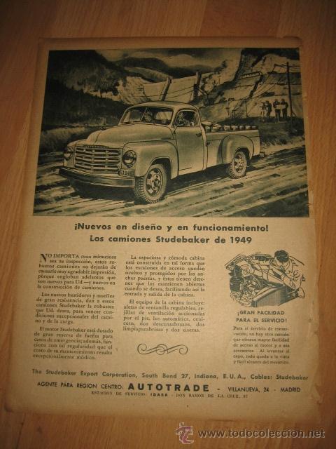 Coleccionismo de revistas y peri&oacute;dicos: PUBLICIDAD CAMIONES STUDEBAKER DE 1949   HOJA REVISTA ABC 1949