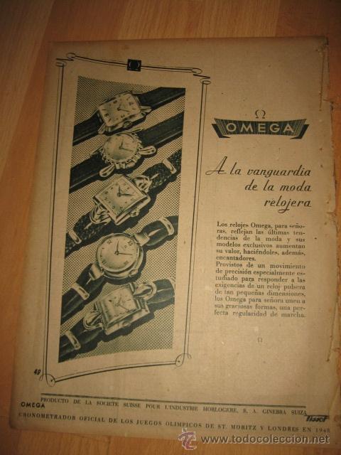 Coleccionismo de revistas y peri&oacute;dicos: PUBLICIDAD RELOJES OMEGA HOJA REVISTA ABC 1949