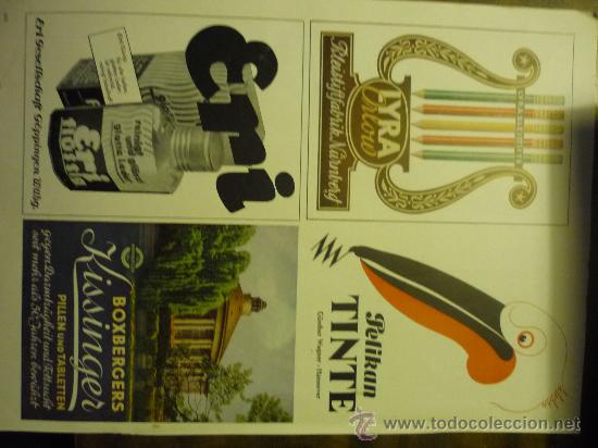 Coleccionismo de Revistas y Peri&oacute;dicos: HOJA CON ANUNCIOSPUBLICITARIOS REVISTA ALEMANA PELIKAN-ERI ETC.