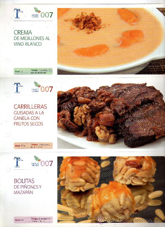 Colecionismo de Revistas e Jornais: 3 FICHAS DE COCINA DE LA REVISTA TELVA (entrega n&ordm; 7)