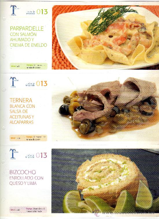 Colecionismo de Revistas e Jornais: 3 FICHAS DE COCINA DE LA REVISTA TELVA (entrega n&ordm; 13)