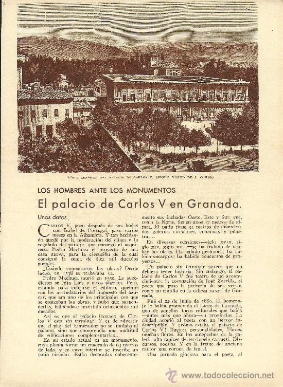 Coleccionismo de Revistas y Peri&oacute;dicos: * ALHAMBRA * El palacio de Carlos V en Granada / por Almela y Vives  - 1932