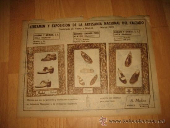 Coleccionismo de Revistas y Peri&oacute;dicos: EXPOSICION DE LA ARTESANIA DEL CALZADO EMPRESAS GANADORAS DE MALLORCA Y MEHOJA DE REVISTA A B C 1949