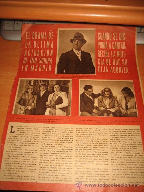 Coleccionismo de Revistas y Peri&oacute;dicos: EL DRAMA DE LA ULTIMA ACTUACION DE TITO SCHIPA EN MADRID/MIRURGIA MADERAS DEHOJA REVISTA SEMANA 1942