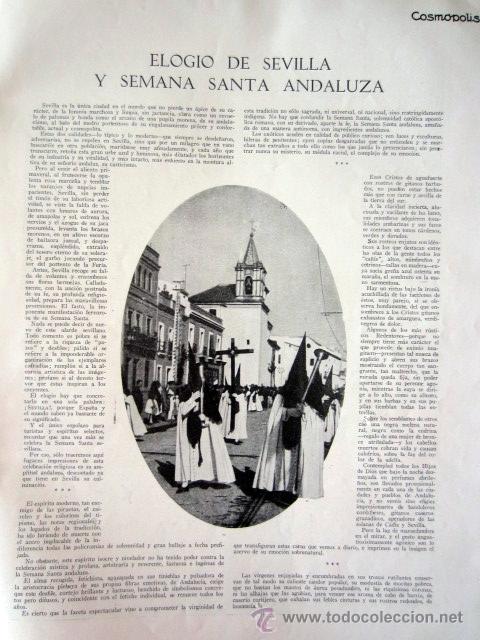 Coleccionismo de Revistas y Peri&oacute;dicos: * ANDALUC&Iacute;A * Elogio de Sevilla y  Semana Santa andaluza - 1931 * COSM&Oacute;POLIS *