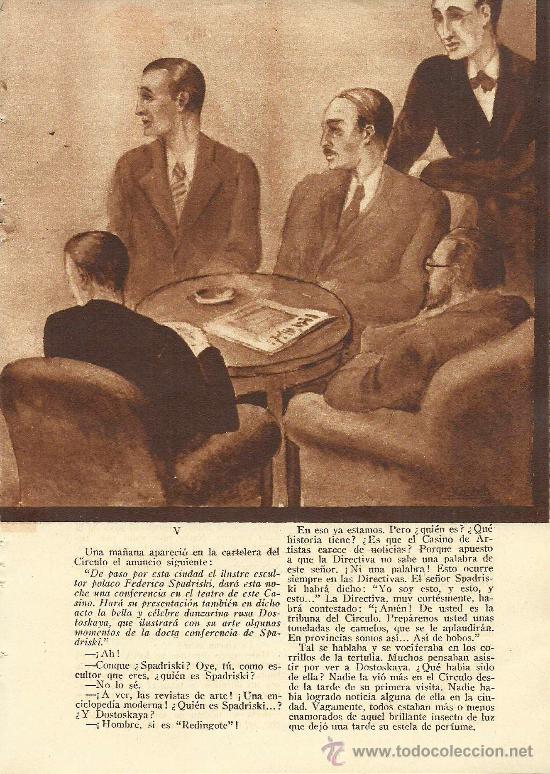 Sammeln von Zeitschriften und Zeitungen: Un caballero a quien nadie hab&iacute;a llamado / cuento de Roberto Molina con dibujo de Castellas - 1934