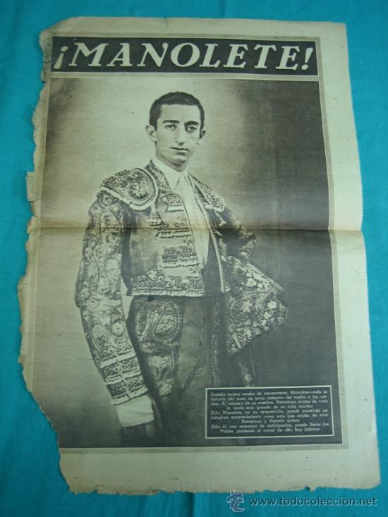 Coleccionismo de Revistas y Peri&oacute;dicos: Rese&ntilde;a taurina de periodico  Manolete