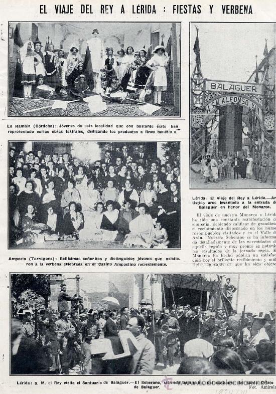Coleccionismo de Revistas y Peri&oacute;dicos: BALAGUER 1924 LERIDA VISITA REAL -AMPOSTA  FIESTAS-REY BALAGUER SANTUARIO HOJA REVISTA