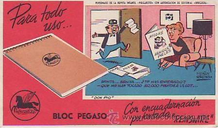 Coleccionismo de revistas y peri&oacute;dicos: ANUNCIO DE BLOC PEGASO.