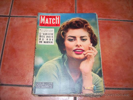 Collectionnisme de Revues et Journaux: PARIS MATCH  N&ordm; 444,JAYNE MANSFIELD, SOPHIA LOREN, TEATRO DE PARIS