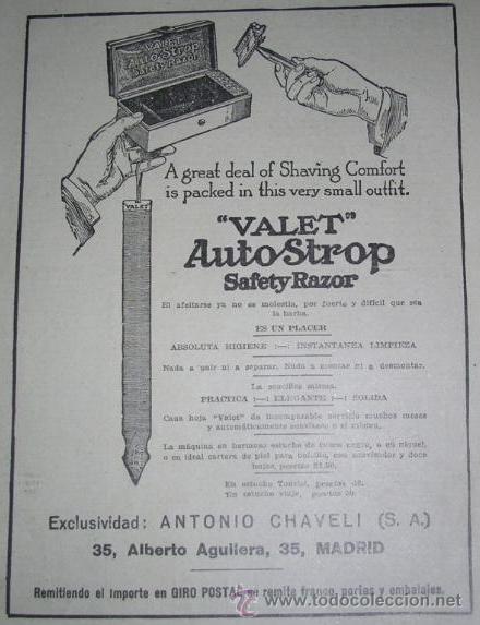 Coleccionismo de revistas y peri&oacute;dicos: Publicidad hojas de afeitar Valet Autostrop