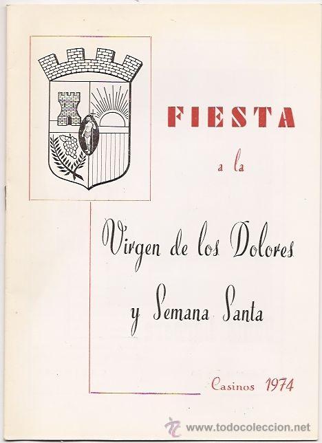 Coleccionismo de Revistas y Peri&oacute;dicos: Programa de fiestas de la Virgen y Semana Santa de Casinos (Valencia). 1974