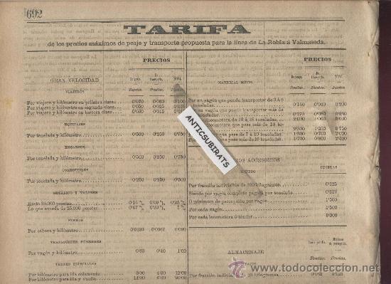 Collezionismo di Riviste e Giornali: BOLETIN VIZCAYA A&Ntilde;O 1891 TARIFAS PEAJE FERROCARRIL LA ROBLA VALMASEDA TREN