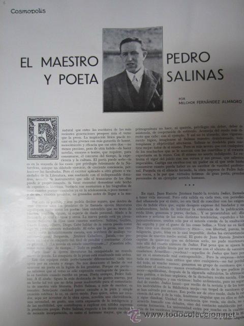 Coleccionismo de Revistas y Peri&oacute;dicos: El maestro y poeta Pedro Salinas / por Melchor Fern&aacute;ndez Almagro  - 1929