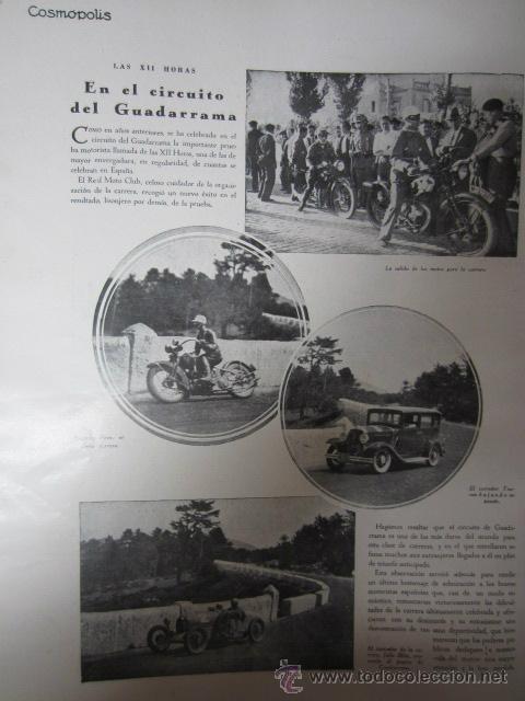 Collezionismo di Riviste e Giornali: * AUTOMOVILISMO * MOTOCICLISMO * EN EL CIRCUITO DEL GUADARRAMA  - 1930