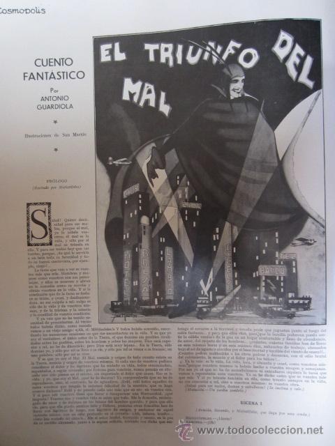 Coleccionismo de revistas y peri&oacute;dicos: El triunfo del mal / cuento fant&aacute;stico por Antonio Guardiola, ilustraciones San Mart&iacute;n   - 1929