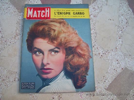 Collezionismo di Riviste e Giornali: PARIS MATCH N&ordm; 313, L&acute;ENIGME GARBO, SOPHIA LOREN, 26 MARZO 1955