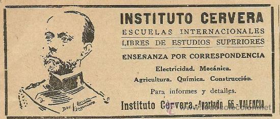 Coleccionismo de revistas y peri&oacute;dicos: Publicidad Instituto Cervera de Ense&ntilde;anza por correspondencia - 1933