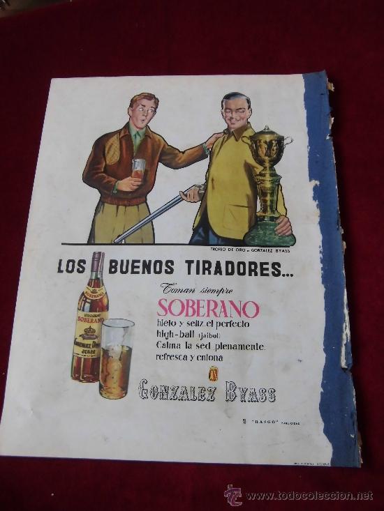 Coleccionismo de Revistas y Peri&oacute;dicos: PUBLICIDAD BRANDY SOBERANO  GONZALEZ BYASS  HOJA DE REVISTA BLANCO Y NEGRO 1957