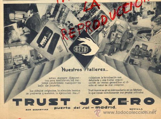 Coleccionismo de Revistas y Peri&oacute;dicos: TRUST JOYERO 1931 TALLERES FABRIACION RETAL HOJA REVISTA