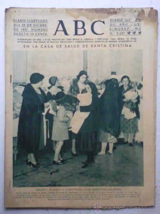 Coleccionismo de revistas y peri&oacute;dicos: PERIODICO ABC, N&ordm; 9027, 29 DE DICIEMBRE  DE 1931
