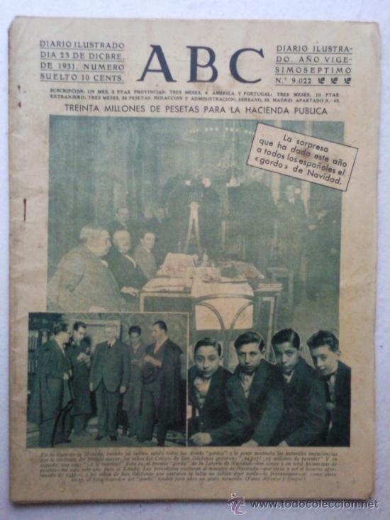 Coleccionismo de revistas y peri&oacute;dicos: PERIODICO ABC, N&ordm; 9022, 23 DE DICIEMBRE  DE 1931