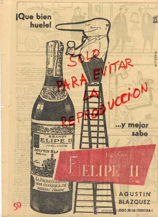 Coleccionismo de Revistas y Peri&oacute;dicos: BRANDY FELIPE II JEREZ DE LA FRONTERA HOJA REVISTA